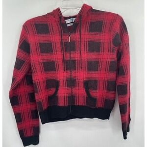 Tommy Hilfiger Boys Buffalo‎ Plaid Wool Angora Cotton Full Zip Up Jacket Size M